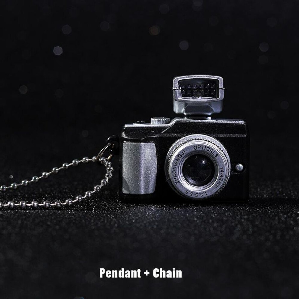 (black) Unisex Camera Pendant Necklace Long Chain Punk Jewelry LED Light Glowing Camera Sweater Chain Fun Gifts