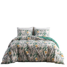 (UK Double-200x200cm) Spring Flowers Duvet Cover Sets, Floral Soft Bedding Sets with Zipper Closure and Corner Ties