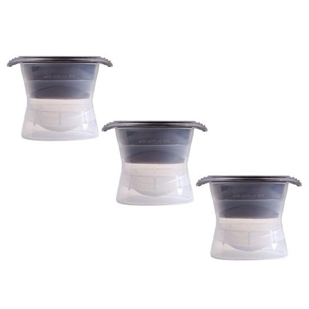 (gray) 3pcs Silicone Round Sphere Ice Ball Makers Cube Tray Mold For Whiskey