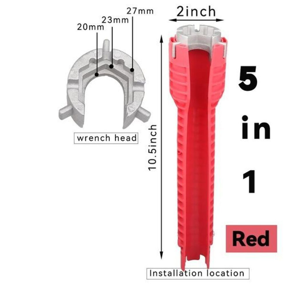 (red, 5 in 1) 1 Set Multifunctional Faucet And Sink Installation Wrench Plumbing Tools Plumbing Wrench Kitchen Bathroom Plumbing Repair