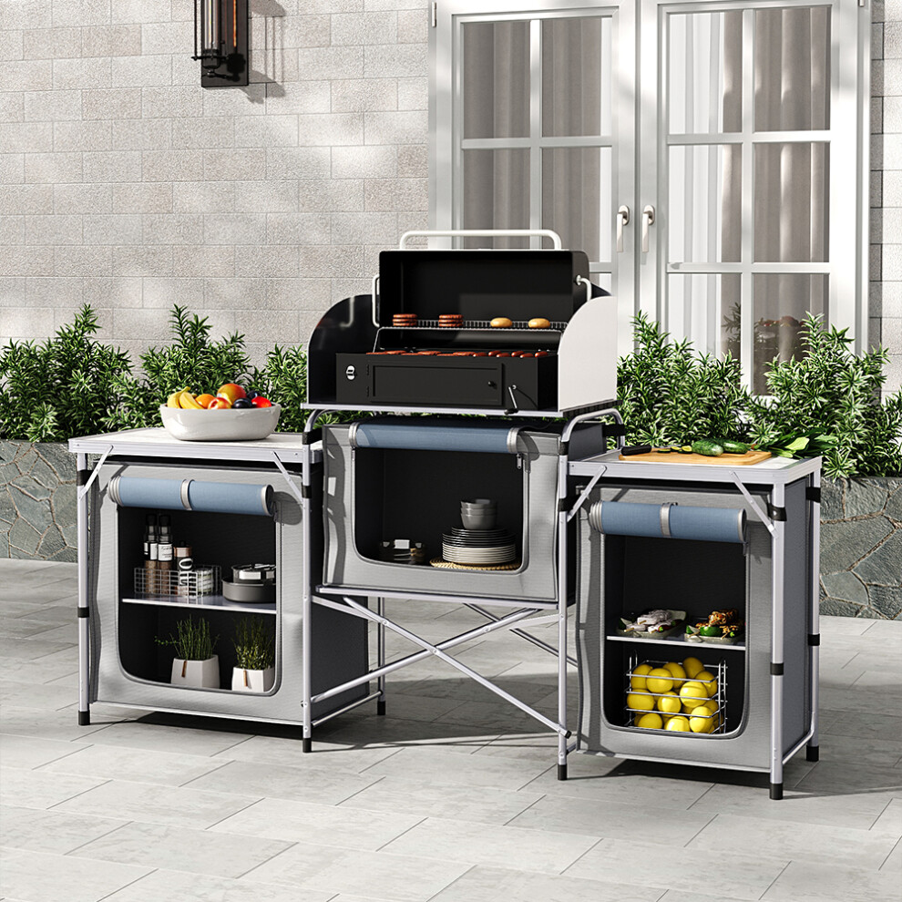 Foldable Travel Camping Kitchen Stand Unit Grey