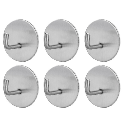 6pc Self-adhesive Towel Hooks Stainless Steel Hooks for Home, Kitchen 1