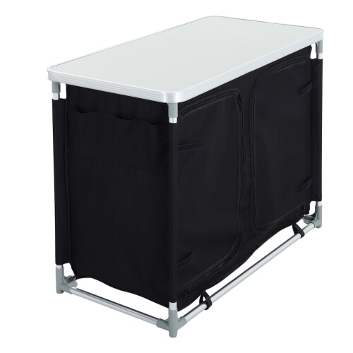 Camping Kitchen Table Portable Cabinet Kitchen Storage Black 2
