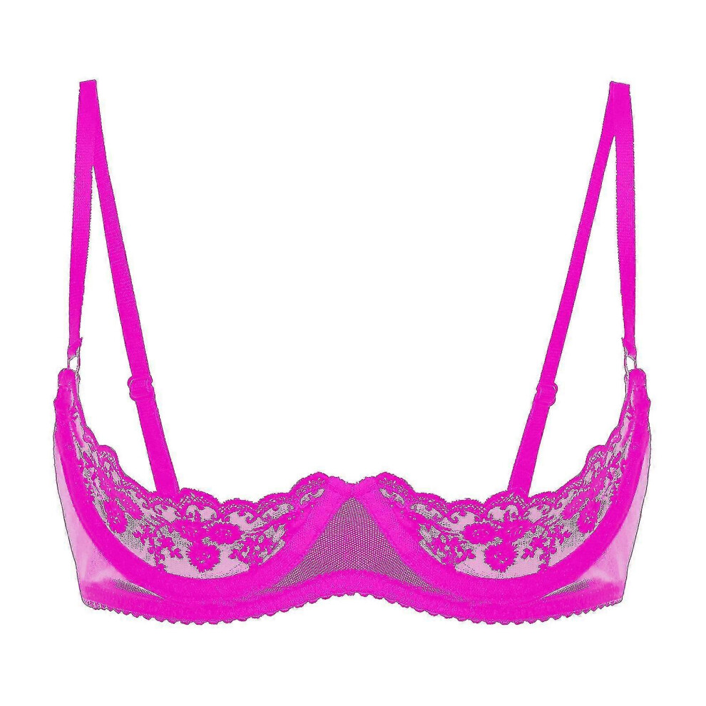 (3XL,Rose B)Womens 1/2 Cup Push Up Underwire Lace Bra Lingerie Open Breast Cup Bra Tops Adjustable Strap Sponge Padded Brassiere Underwear