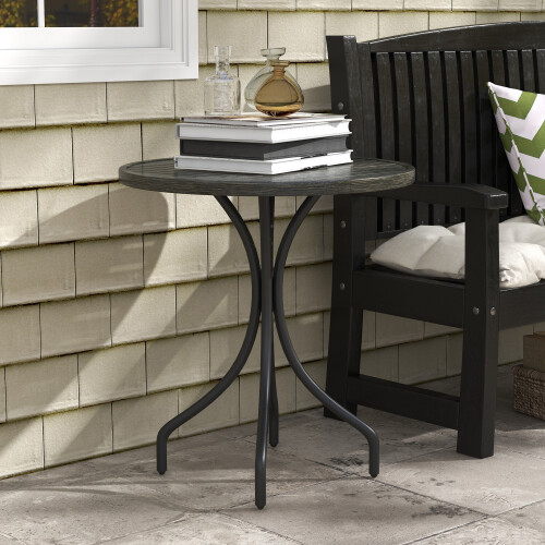 Outsunny Outsunny Round Garden Table Outdoor Side Table with Steel Frame Grey