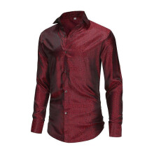 (M)Men's Printed Slim Fit Long Sleeve Shirt For Formal Occasions