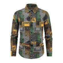 (M,HCS02)2024 Men's Shirt Long Sleeve Pattern Printed Outdoor Street Buckle Fashion Casual Breathable Men's Cardigan