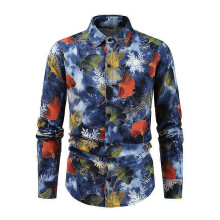 (M,HCS03)2024 plus size men's shirt autumn men's printed long sleeved shirt fashion lapel cardigan