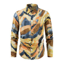 (M,HCS07)2024 Autumn Large Men's Fashion Digital Printed Long Sleeve Shirt
