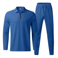 (3XL,Blue)Men's 2 Pieces Outfits Casual Polo Shirt Athletic Jogging Suit Sets