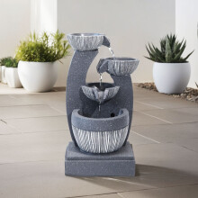 4 Tier Solar Powered Resin Water Fountain Rockery Decoration