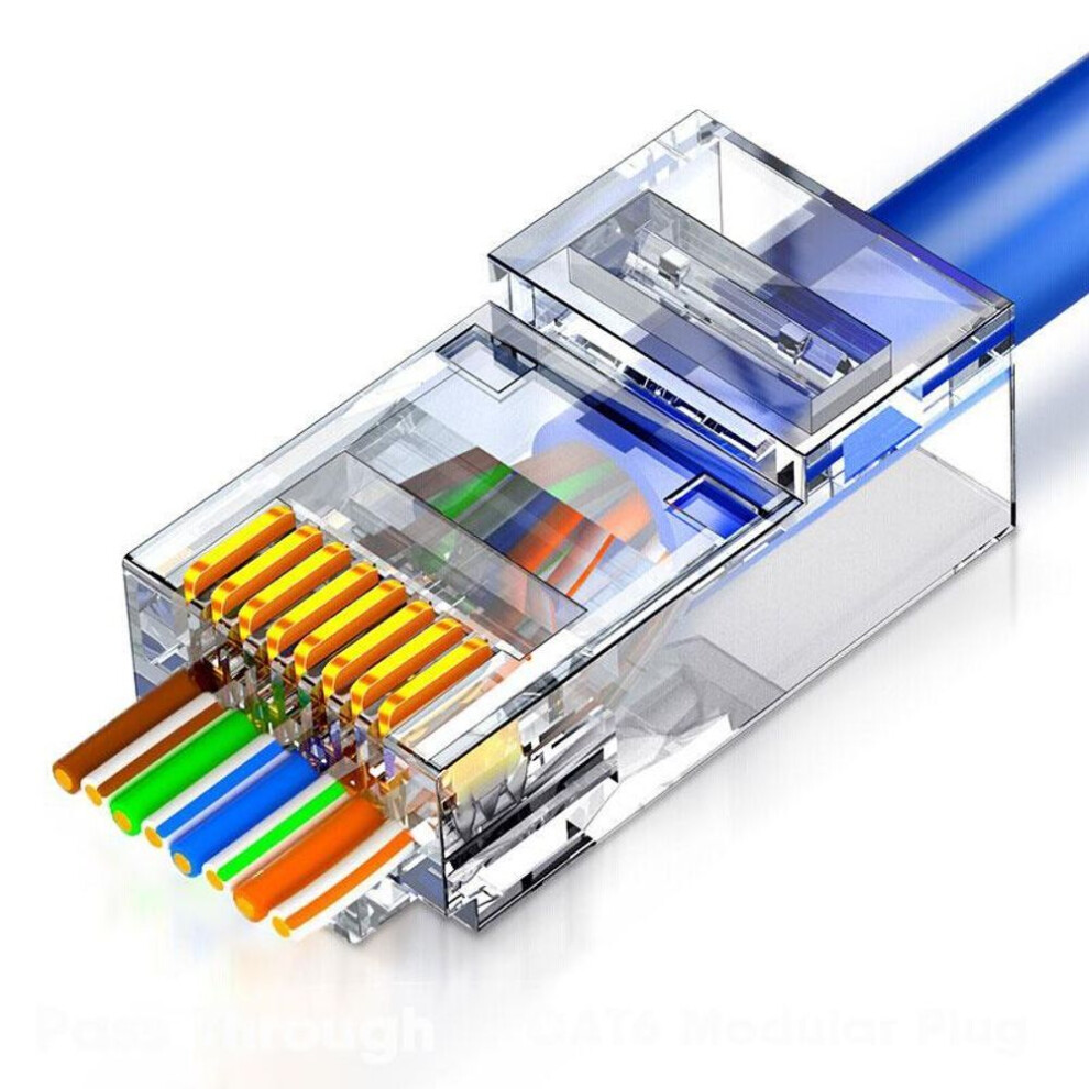 (10PCS) 10pcs Rj45 Connectors Cat6e Pass Through Ez To Crimp Modular Plug For Solid Stranded Network Cable