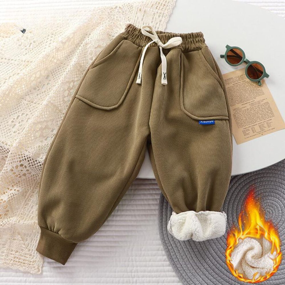 (green, 9-10Y/150cm) Children&apos;s Padded Winter Casual Pants Children&apos;s Padded Sweatpants Boys&apos; Winter Pants 1-12 Years