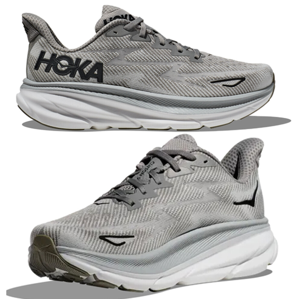 (Light Gray, UK9.5/EU44) HOKA ONE ONE Clitfon 9 Men Wear-resistant Running Shoes Trainers Jogger Sport Platform Sneakers