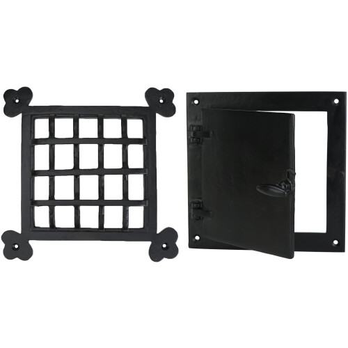 A29 Hardware 8 1/2 x 8 1/2 ίντσες Σιδερένιο Grill/Grille με Πόρτα, Μαύρη Επίστρωση, Μεγάλο Μέγεθος