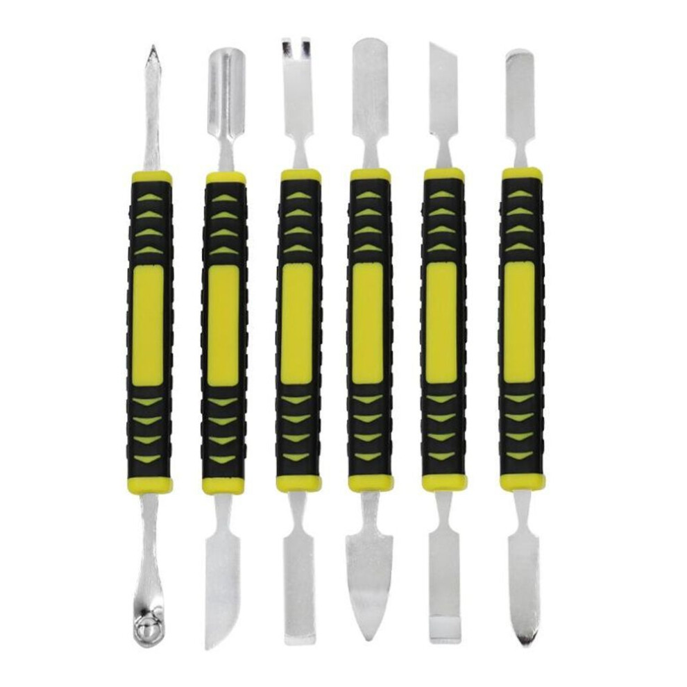(as the picture, 6 Piece Set) 6pcs Metal Crowbar Prying Opening Repair Tool Kit For Mobile Phone Notebook Dual Heads Metal Spudger Home Hand Tools Sets