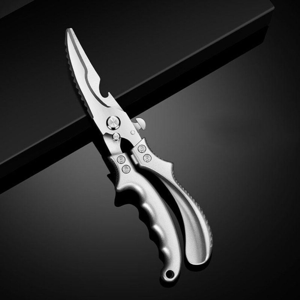 (silver) Professional Chicken Bone Scissors Upgraded Poultry Shears Cutter Stainless Steel Turkey Meat Fish Vegetables Kitchen Scissors