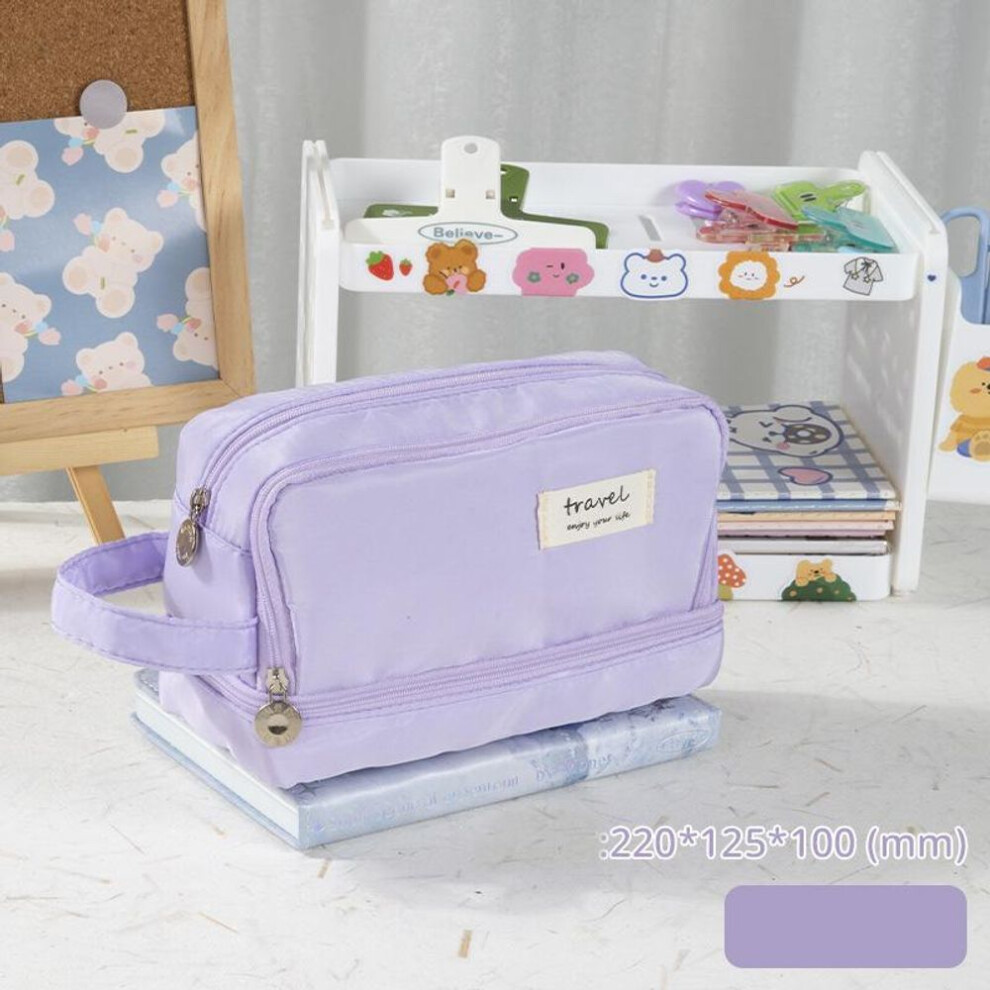 (purple, 1PCS) Large Capacity Pencil Bag Aesthetic School Cases Girl Kawaii Stationery Holder Bag Children Pen Case Students School Supplies