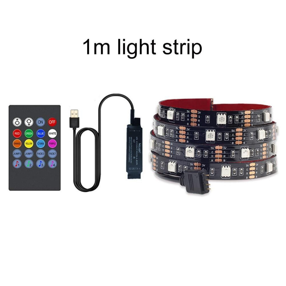 (1m) Tv Backlight Music Sync Usb Powered Rgb 5050 Led Strip Light For 15 - 80 Inch Tv Mirror Pc