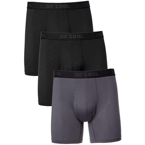 32 DEGREES Cool Ανδρικά Boxer Briefs 3Pk Large 36-38 Μαύρο/Γκρι/Μαύρο