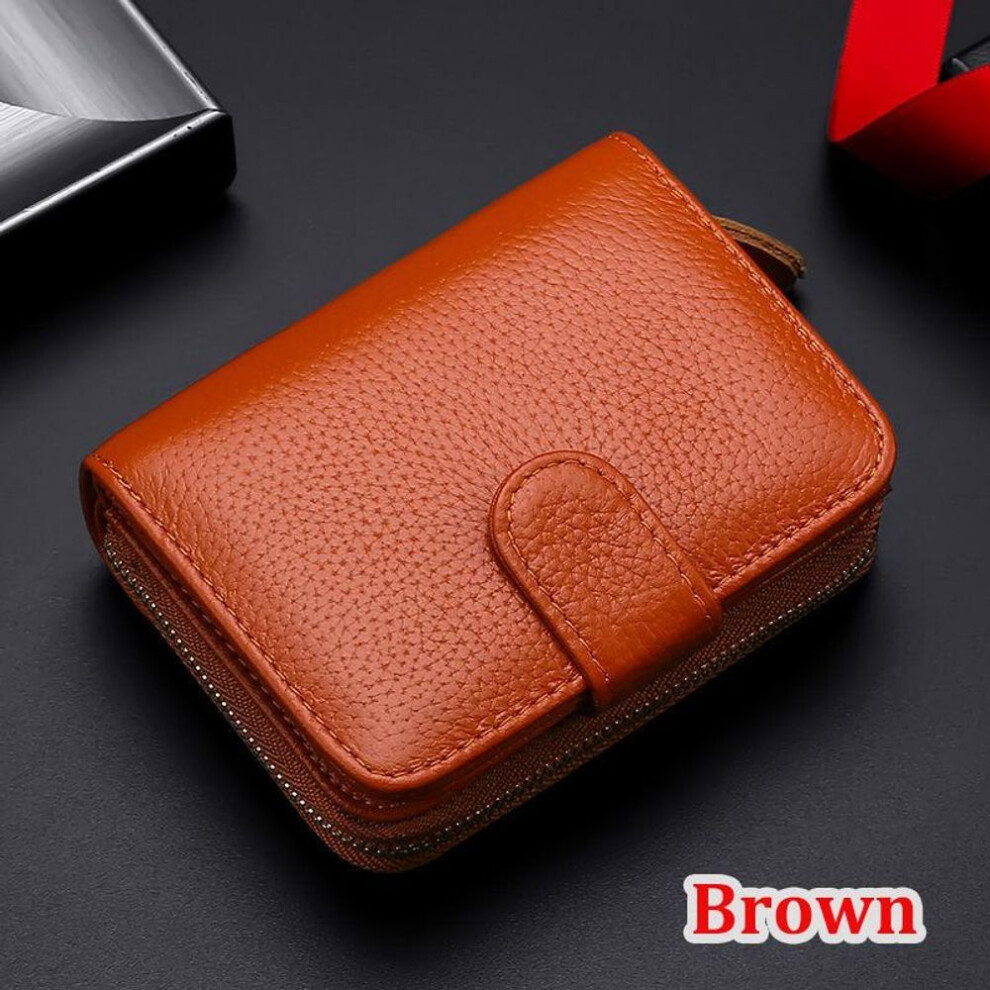 (brown) Fashion Genuine Leather Bank Card Driver License Id Holder Wallet Men And Women Credit Card Wallets Purse Cards Bags
