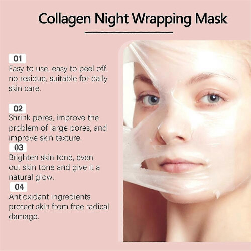 3packs Collagen Overnight Wrapping Mask - Elasticity & Hydration, Natural Ingredients 1