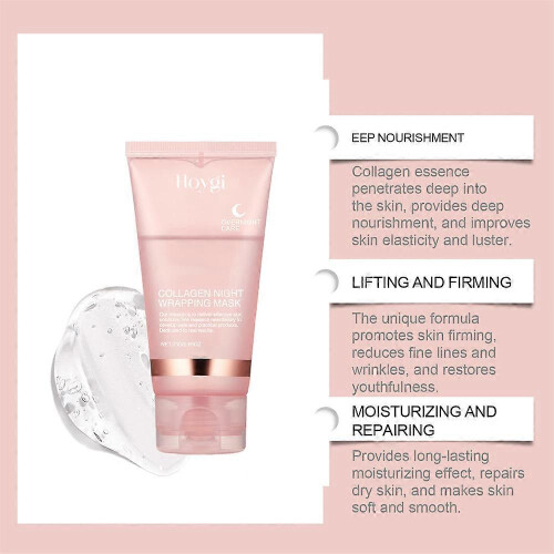3packs Collagen Overnight Wrapping Mask - Elasticity & Hydration, Natural Ingredients 2