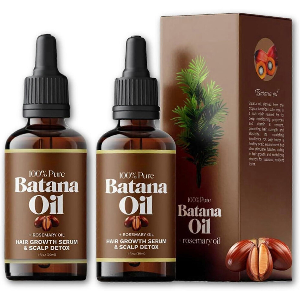 2x Batana Oil with Rosemary for Hair Growth - Nourish Scalp & Detox for Strong