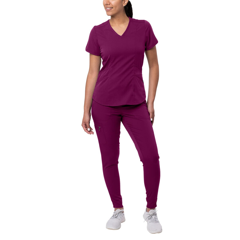 Ensemble de tenue de sport moderne Adar Pro pour femme - Haut de tenue de sport moderne ? col en V et pantalon de jogging de yoga - P9500 - Vin - 2X
