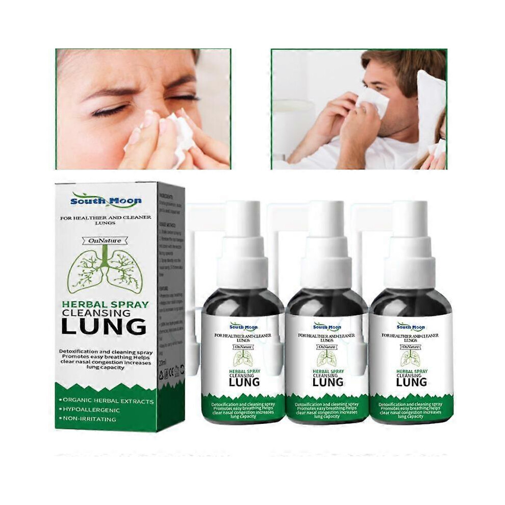 3x Herbal Lung Cleanse Spray Mist-Powerful Lung Support Clean Inflammation Relieve Spray Herbal Sore Quit Smoking 20ml Throat