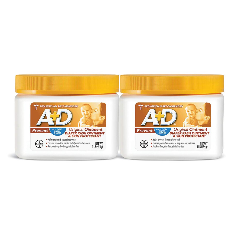 A+D Original Diaper Rash Ointment  1 LB Jar (2 Pack)