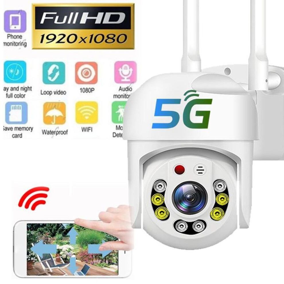 (white, US Plug) 5ghz&2.4ghz Wifi Wireless Camera 8 Leds Infrared Night Vision Webcam Waterproof Surveillance Dome Camcorder Supports Real-time Voice Intercom