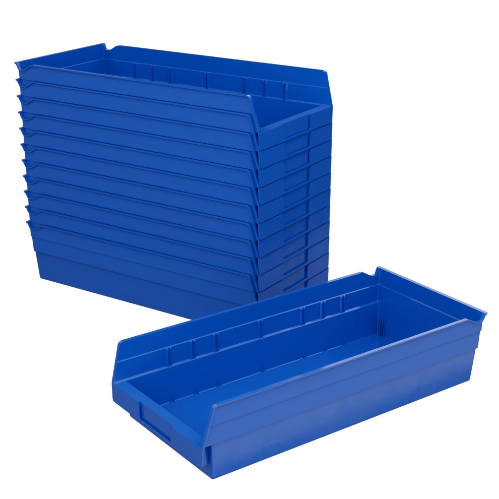 Akro-Mils 30158 Plastic Nesting Shelf Bin Box  (18-Inch x 8-Inch x 4-Inch)  Blue  (12-Pack)-image-OPC-PFSVMMG-NEW