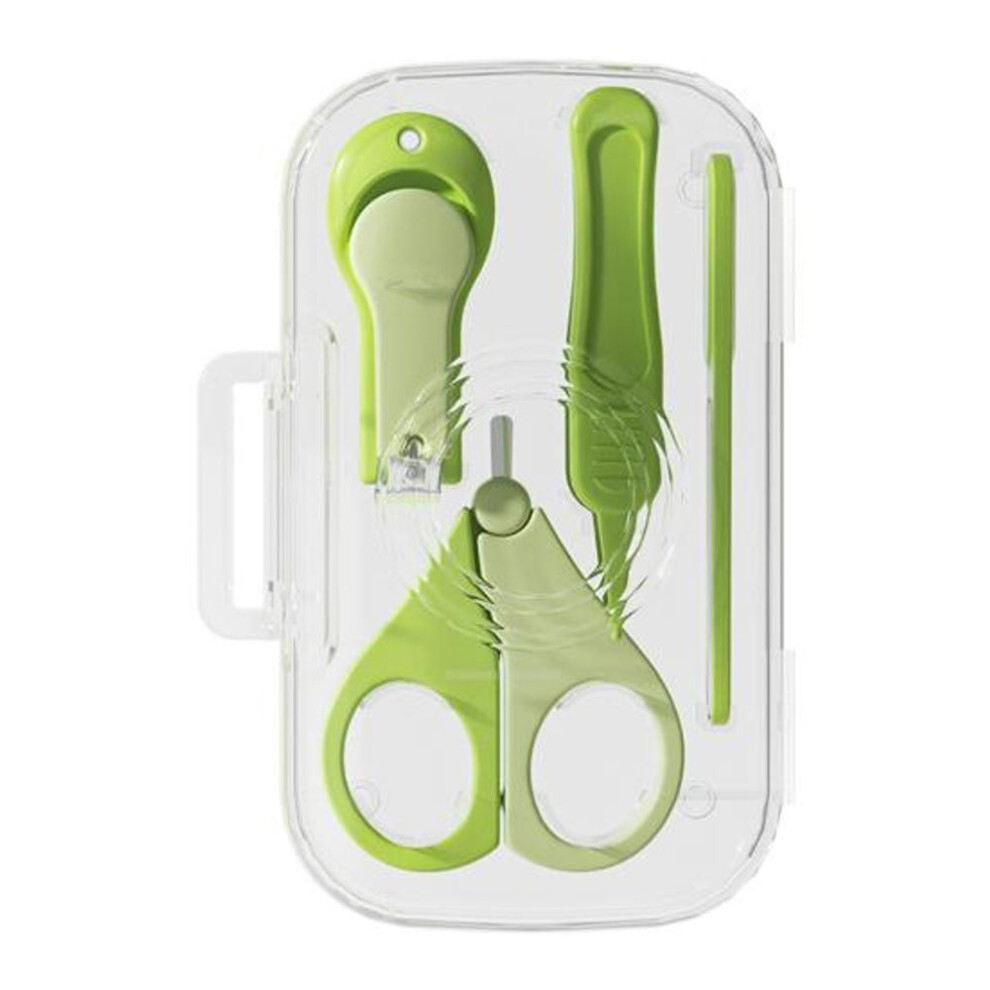 (green) Baby Manicure Kit with Baby Nail Clipper Scissor Baby Nail File Tweezer
