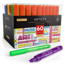 ARTEZA Textmarker Verschiedene Farben 60er Set Breiter und schmaler Mei?el