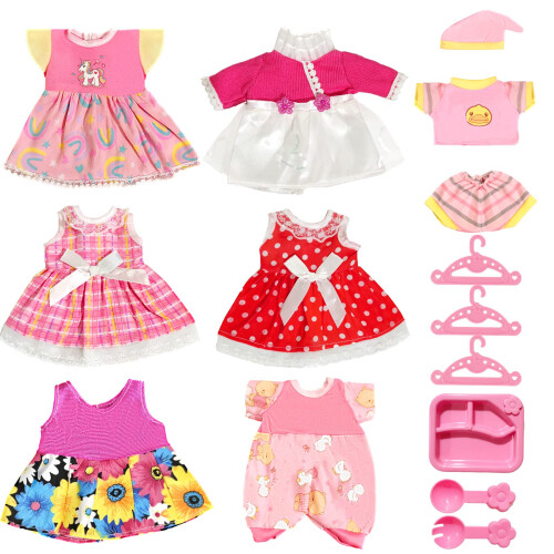 ARTST DOLL CHOTHES-ACESSORIAS 7 SET BABY-DOLL CLOTHES Adequado para 8-10 polegadas inclu   das de mesa de mesa e cabides