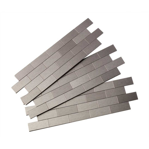 Aspect Peel and Stick Πλακάκι 12.5in x 4in Ανοξείδωτο Μεταλλικό για Κουζίνα και Μπάνια (3-Pack)