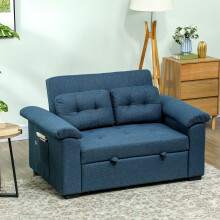 HOMCOM Click Clack Sofa Bed 2 Seater Sofa Bed for Living Room Blue