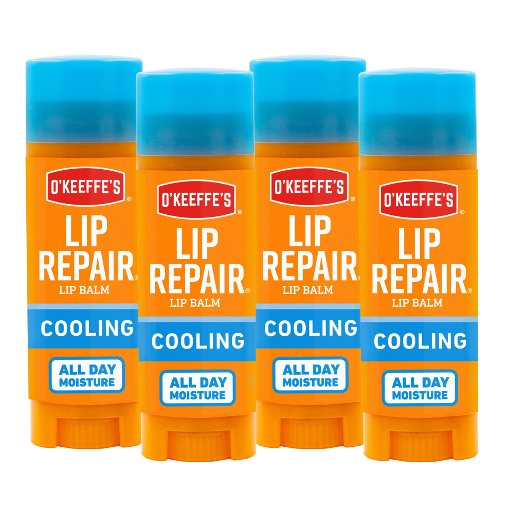 O'Keeffe's Cooling Relief Lip Repair Lip Balm for Dry Cracked Lips Stick Pack of 4