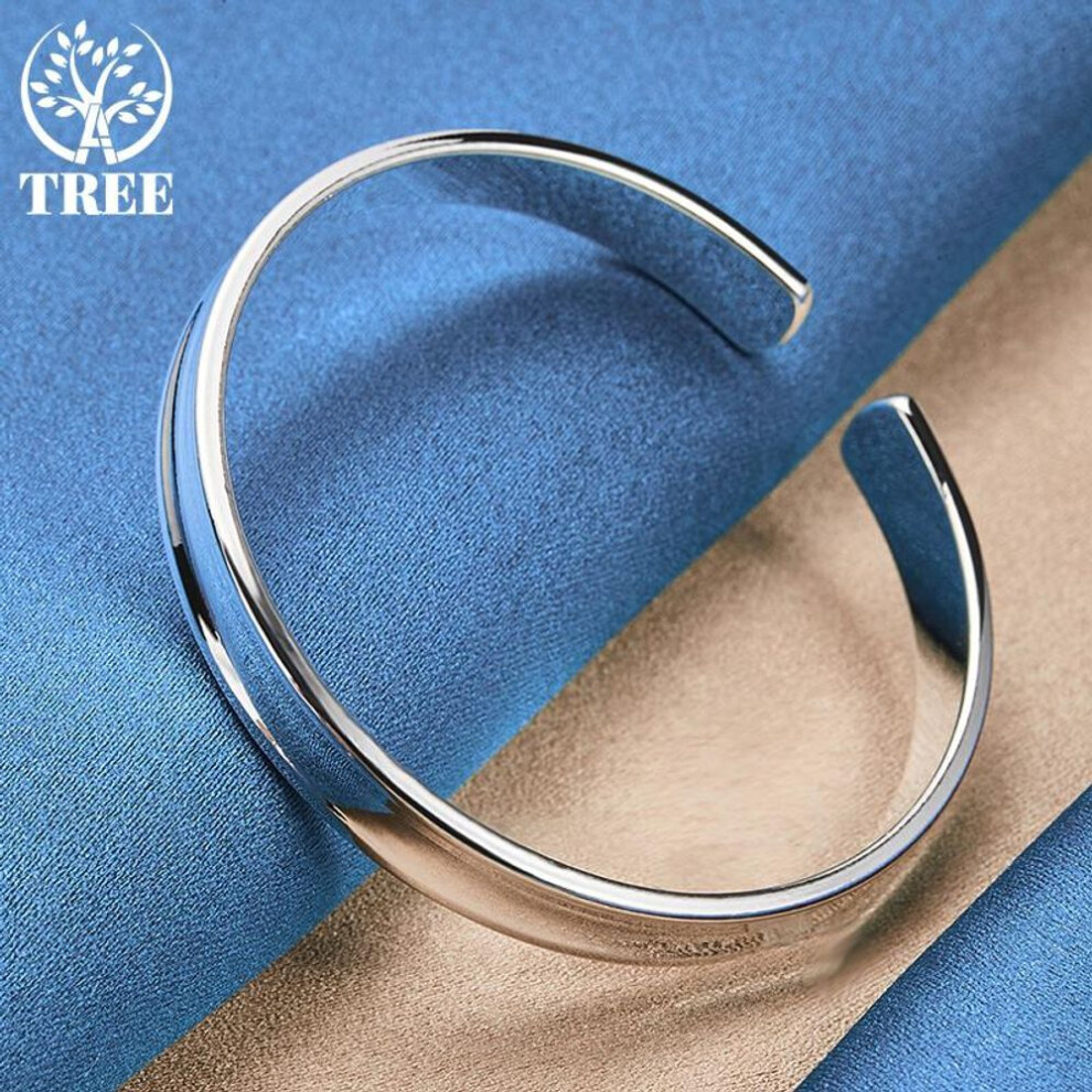 925 Sterling Silver Smooth 8mm Adjustable Bangle Bracelet Jewelry