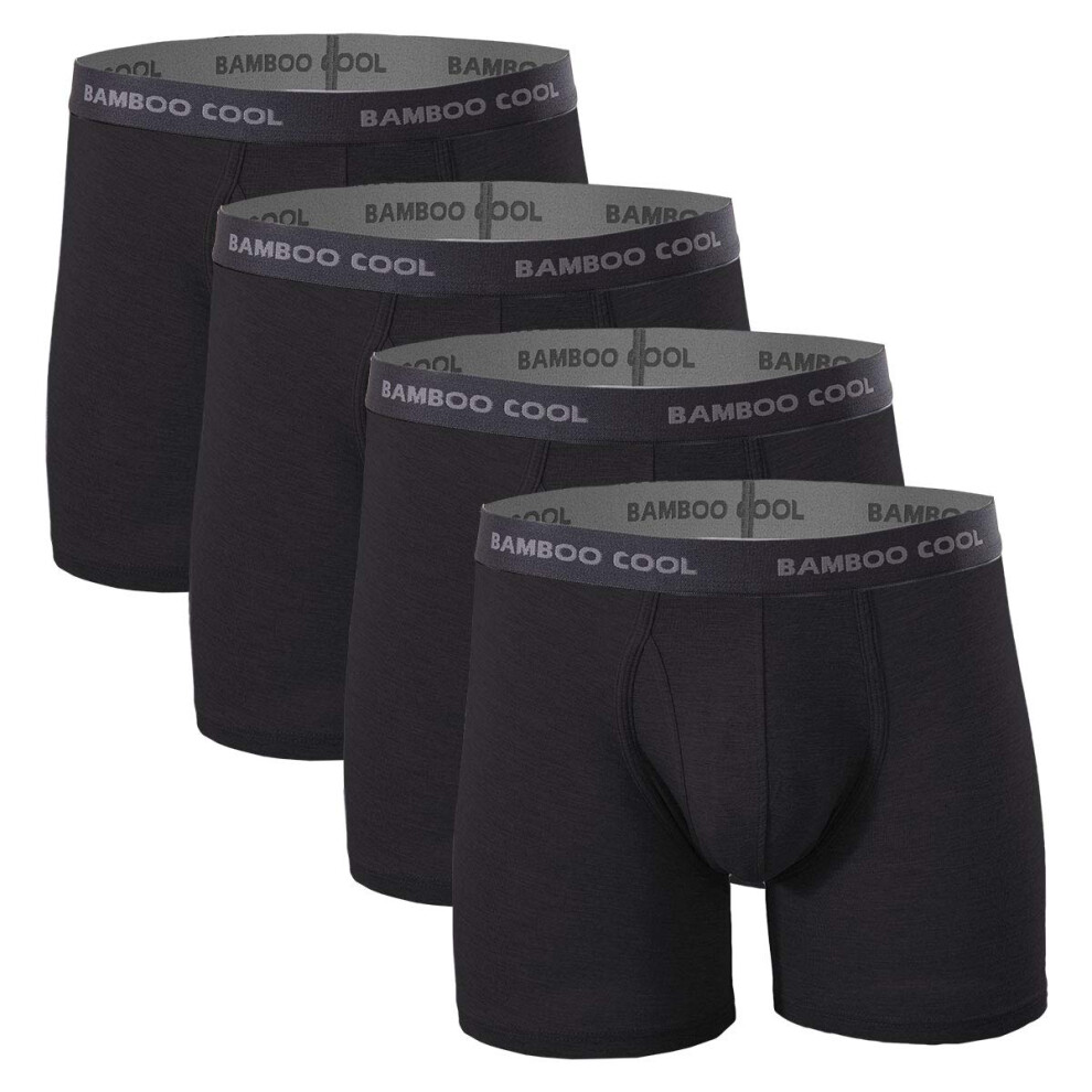 Boxer pour homme BAMBOO COOL Sous-v?tements doux et confortables en viscose de bambou (lot de 4) (XXL, boxer long noir)