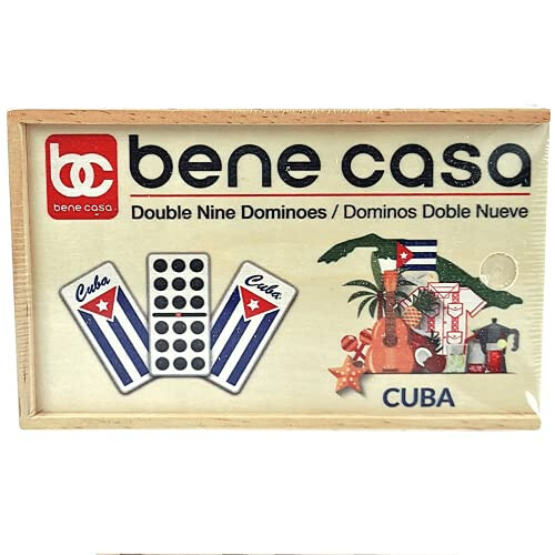 Bene Casa - Σετ Ντόμινο Διπλές Εννέα με Κουτί - 2-10 Παίκτες - 55 Ντόμινα