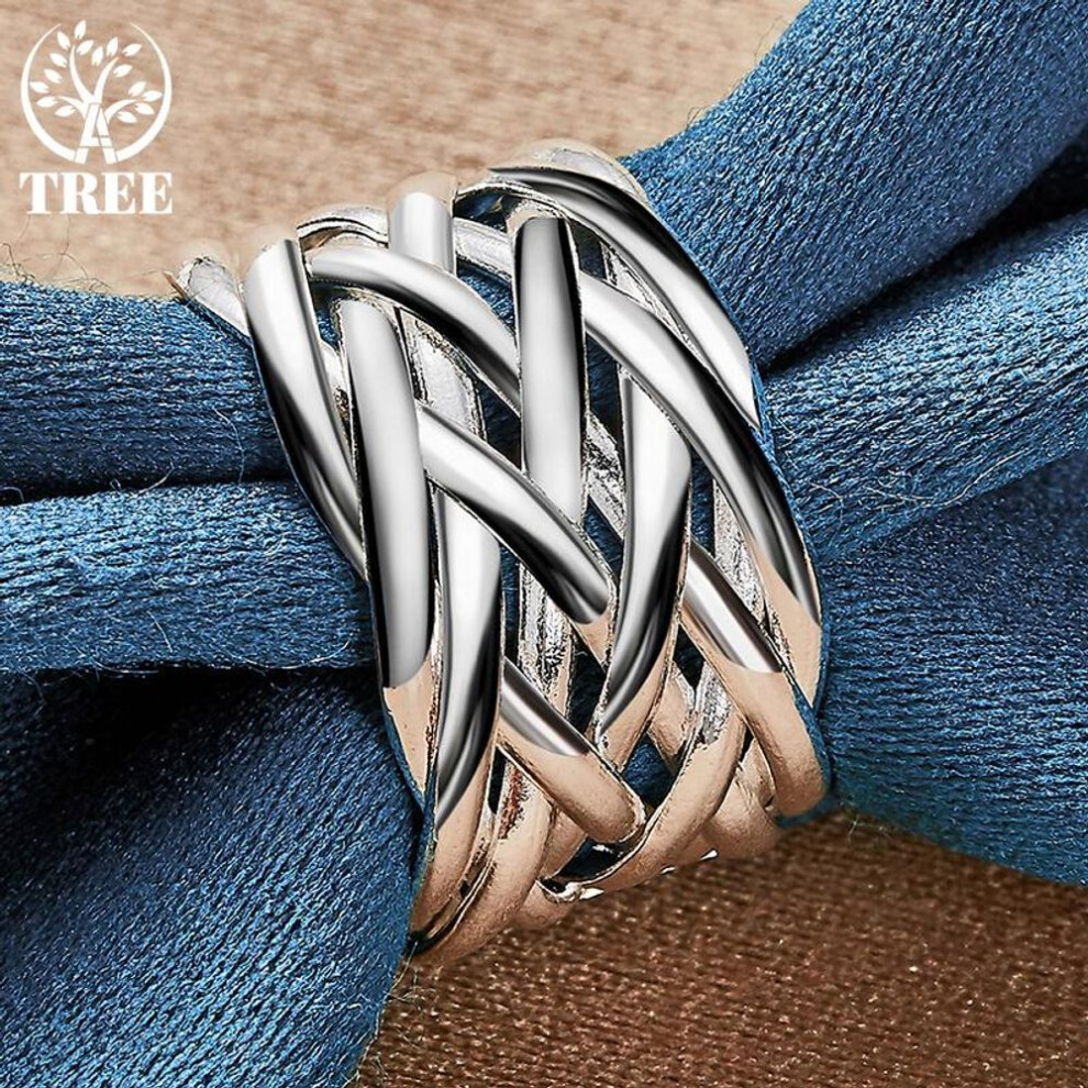 925 Sterling Silver Open Weaving Ring Jewelry