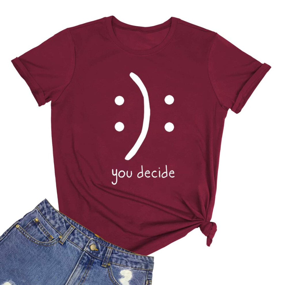 T-shirts graphiques mignons pour femmes BLAcKMYTH Tops amusants T-shirts d?contract?s Vin Rouge XX-Large