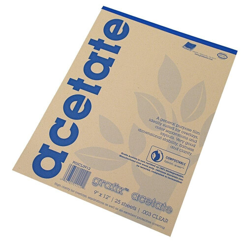 Grafix Acetatblock, 9 x 12 Zoll, Transparent, 25 Blätter/Block