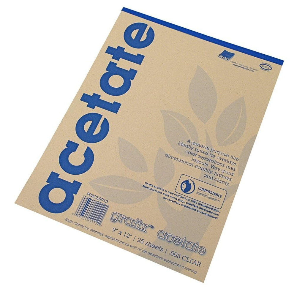Grafix Acetate Pad  9 X 12 in  Clear  25 Sheets/Pad