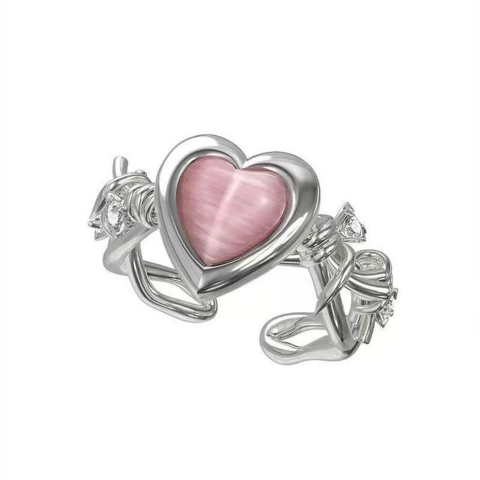 (as the picture) Heart Ring Cat Eye Peach Heart Adjustable Women Design Premium Rings Wedding Party Jewelry Gift