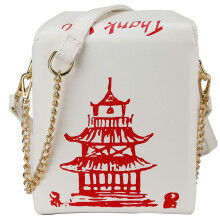 Ondeam Tower Print Crossbody Shoulder Bag Pu Chinese Takeout Box Totes Purse for Women (White)