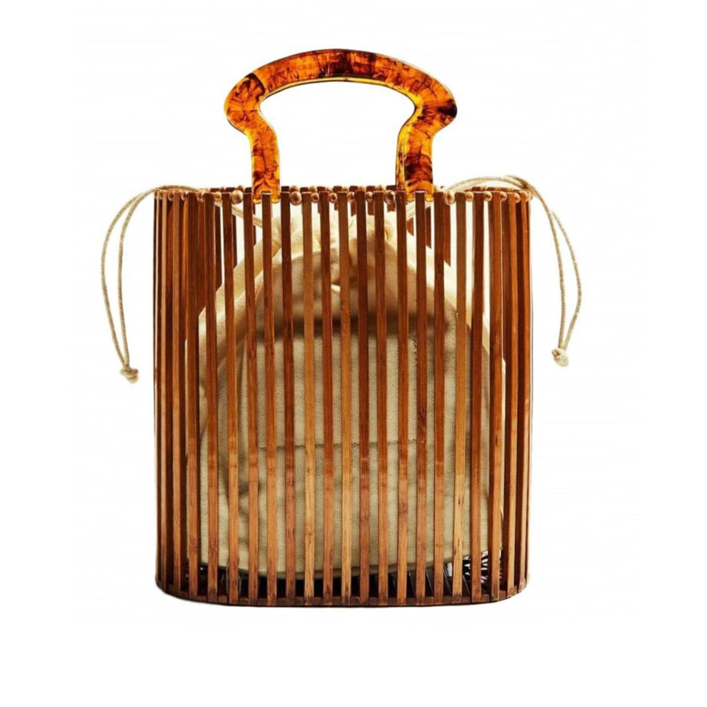 Sac ? main en bambou tendance pour femme avec poign?e en acrylique, sac seau, pochette d'?t?, sac ? main de plage