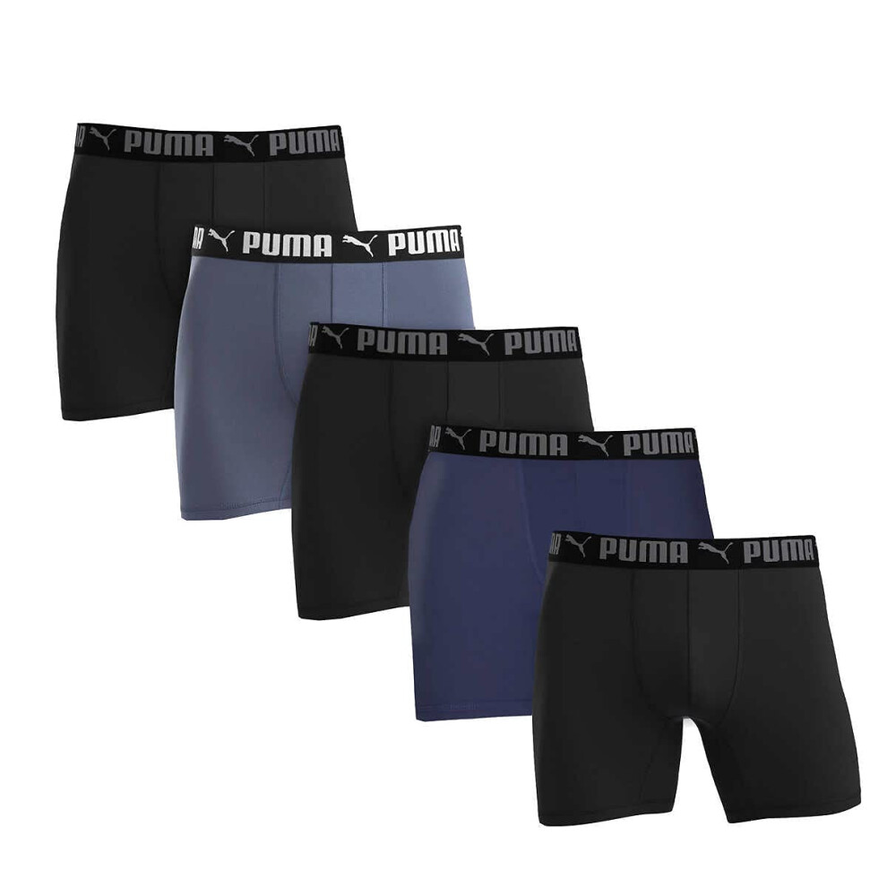Boxer en microfibre pour homme Puma, lot de 5 (grand, noir/gris/bleu)